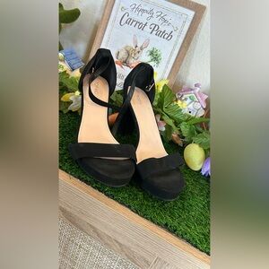 TOP MODA Black Strappy Block Heel Ankle Strap Buckle Sandals Size 8